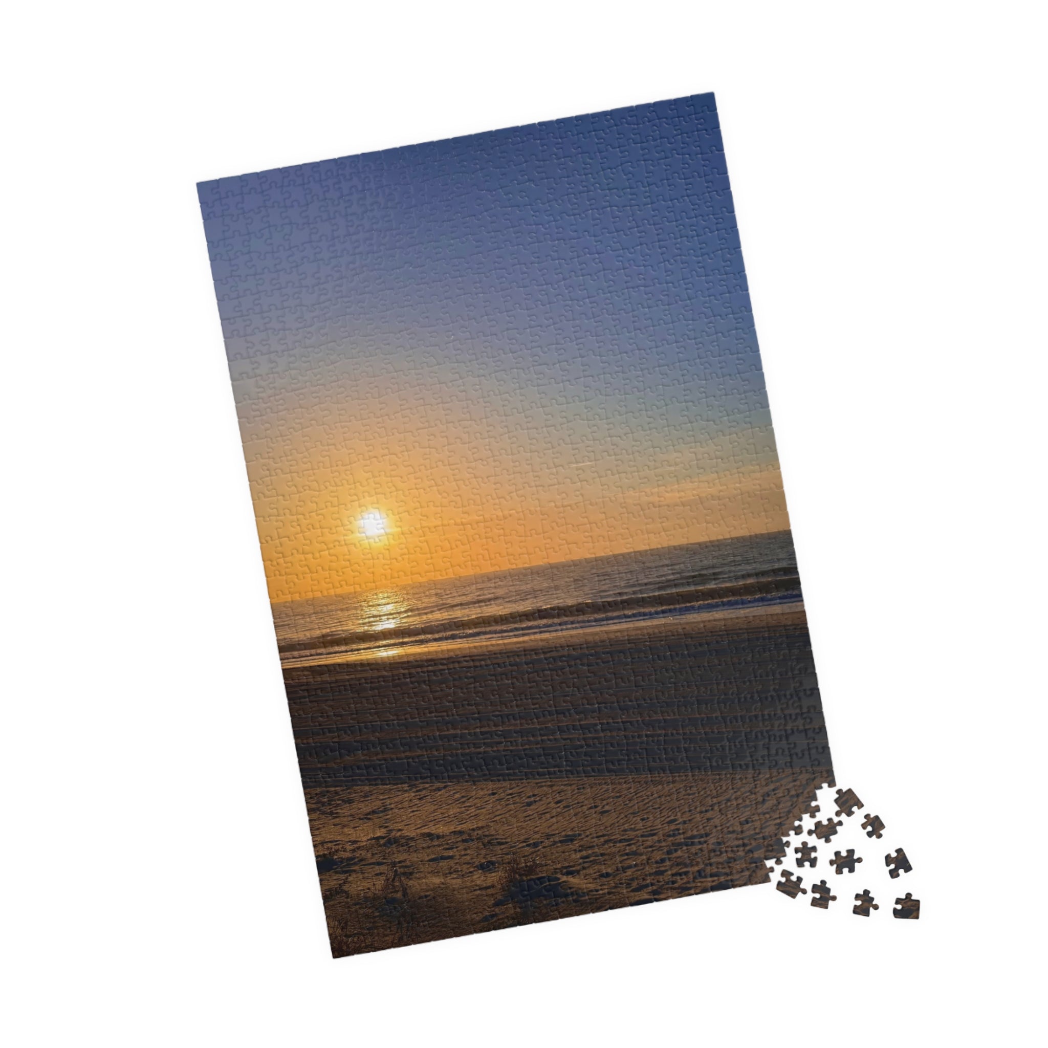 Orange Sunset Beach Jigsaw Puzzle