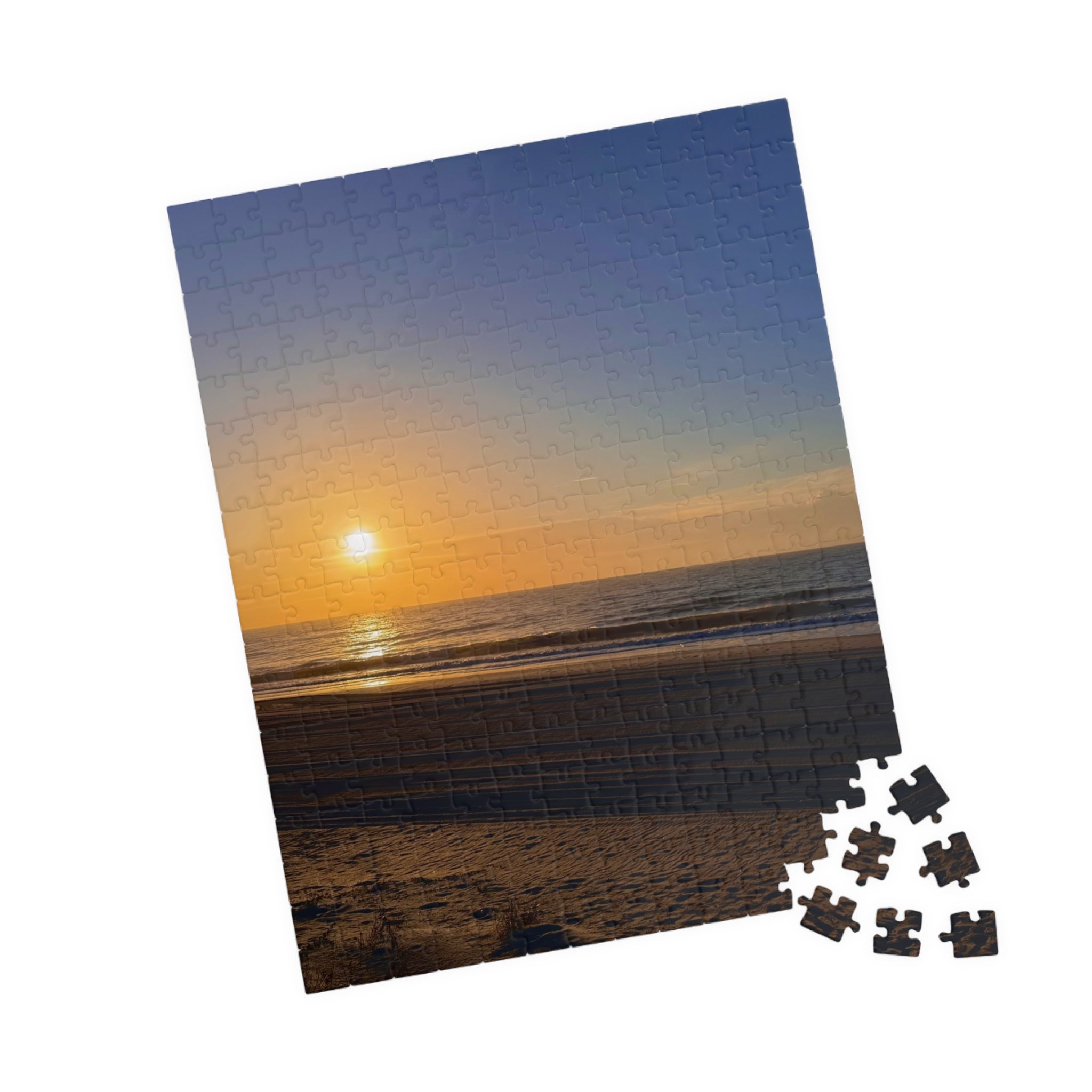 Orange Sunset Beach Jigsaw Puzzle