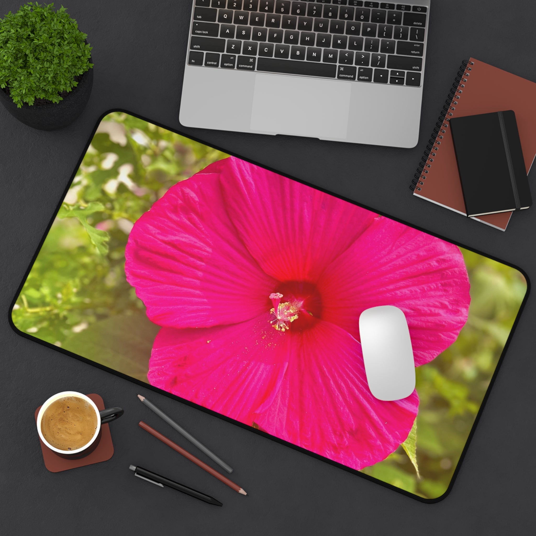 Hot Pink Hibiscus Desk Mat