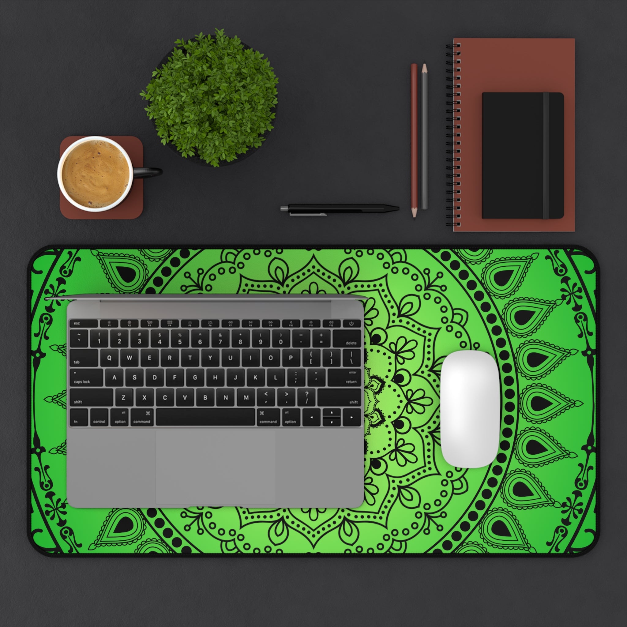 Green Mandala Desk Mat