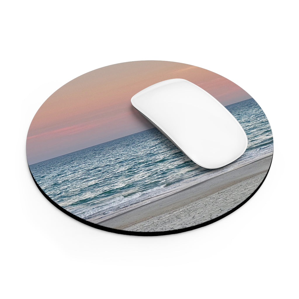 Round Beach Sunset Mouse Pad – Coastal Desk Mat