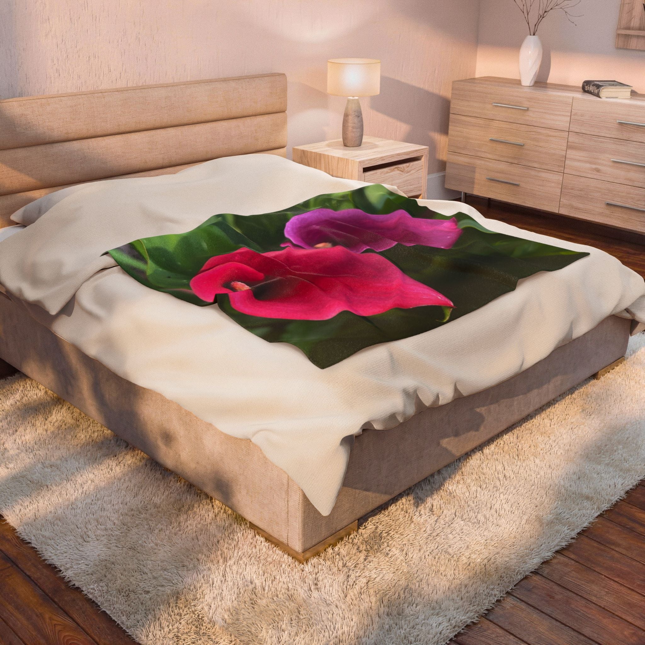 Two Pink Calla Lilies Throw Blanket