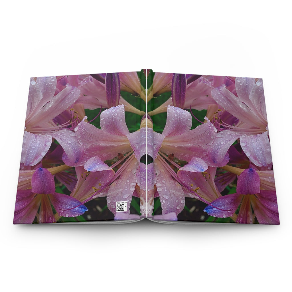Rainy Pink Lilies Hardcover Journal