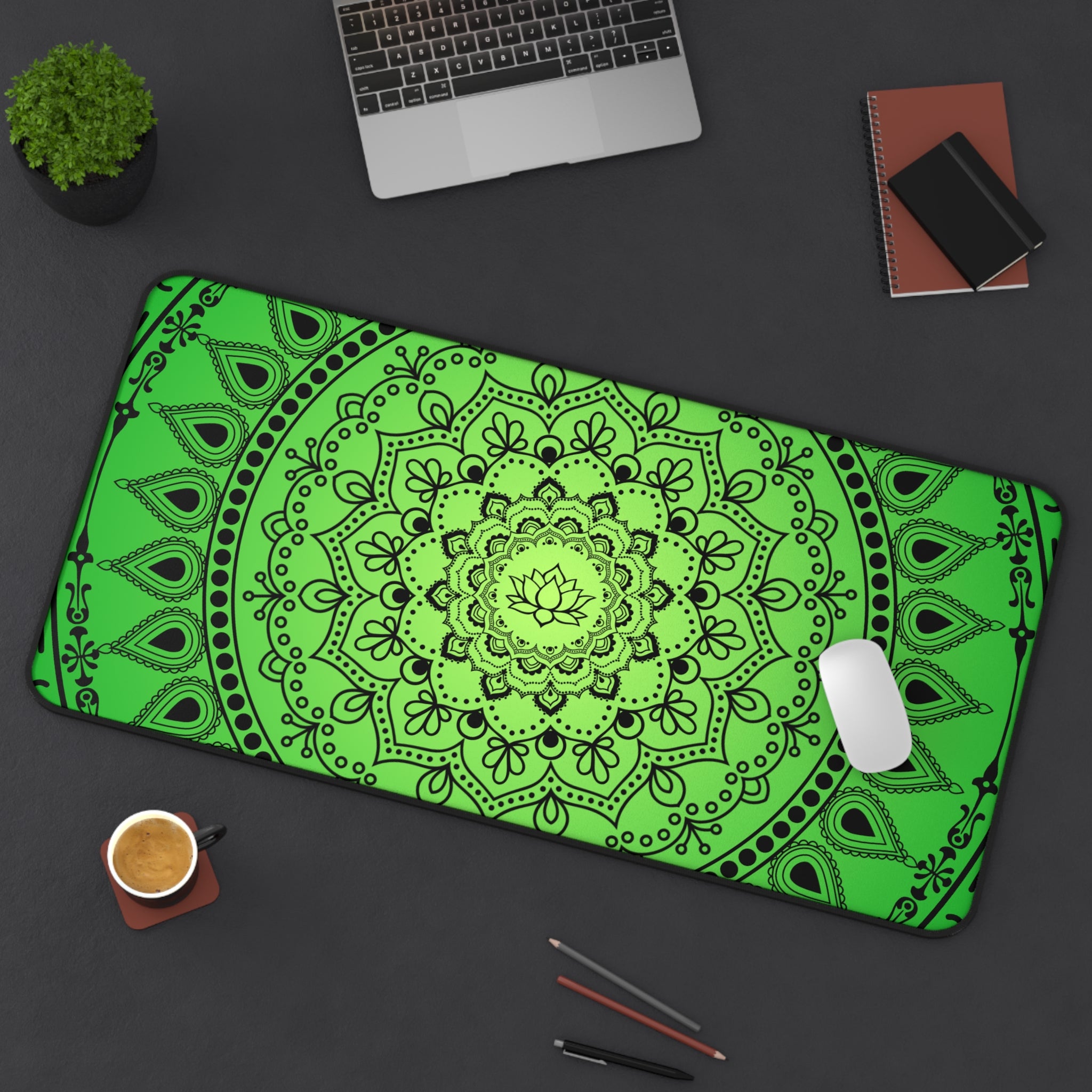 Green Mandala Desk Mat