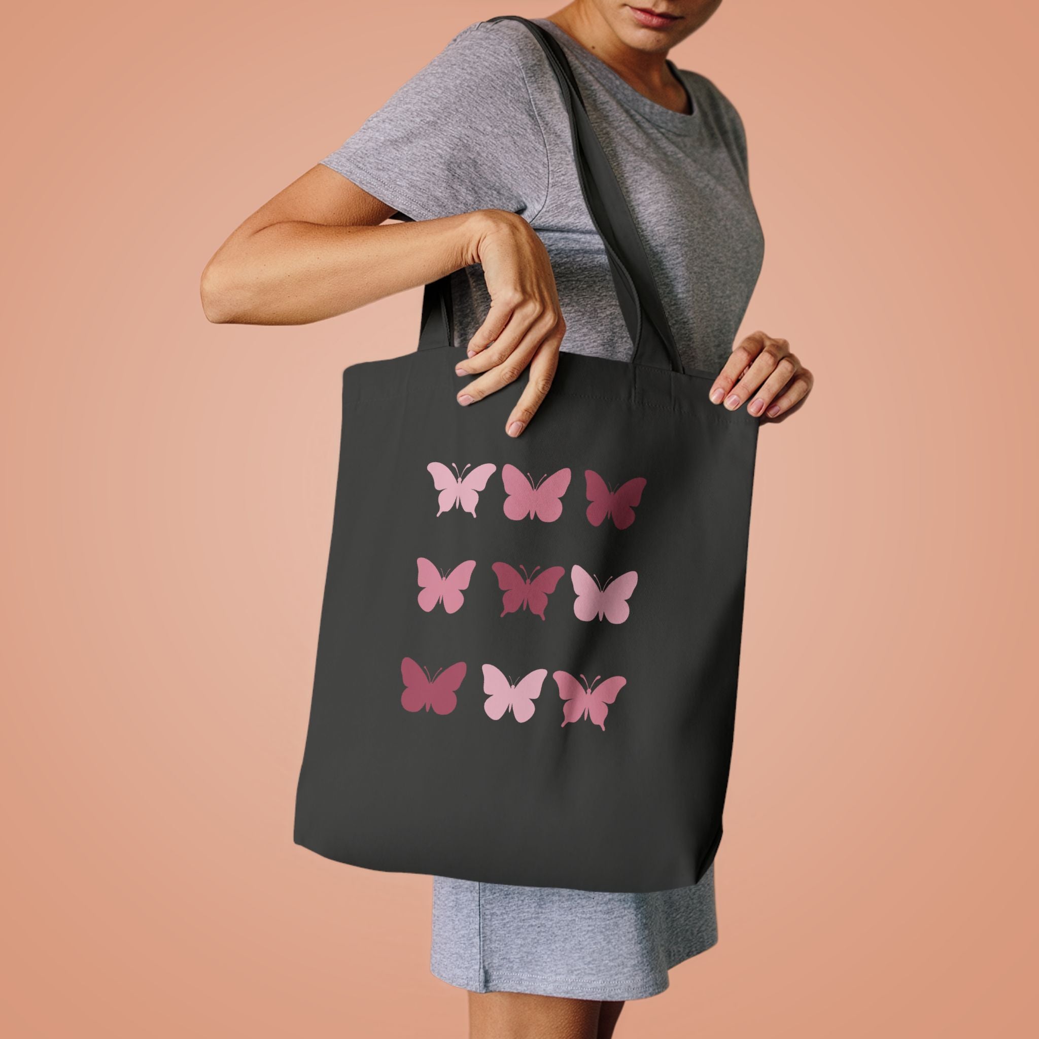 Solid Butterfly Grid Tote Bag