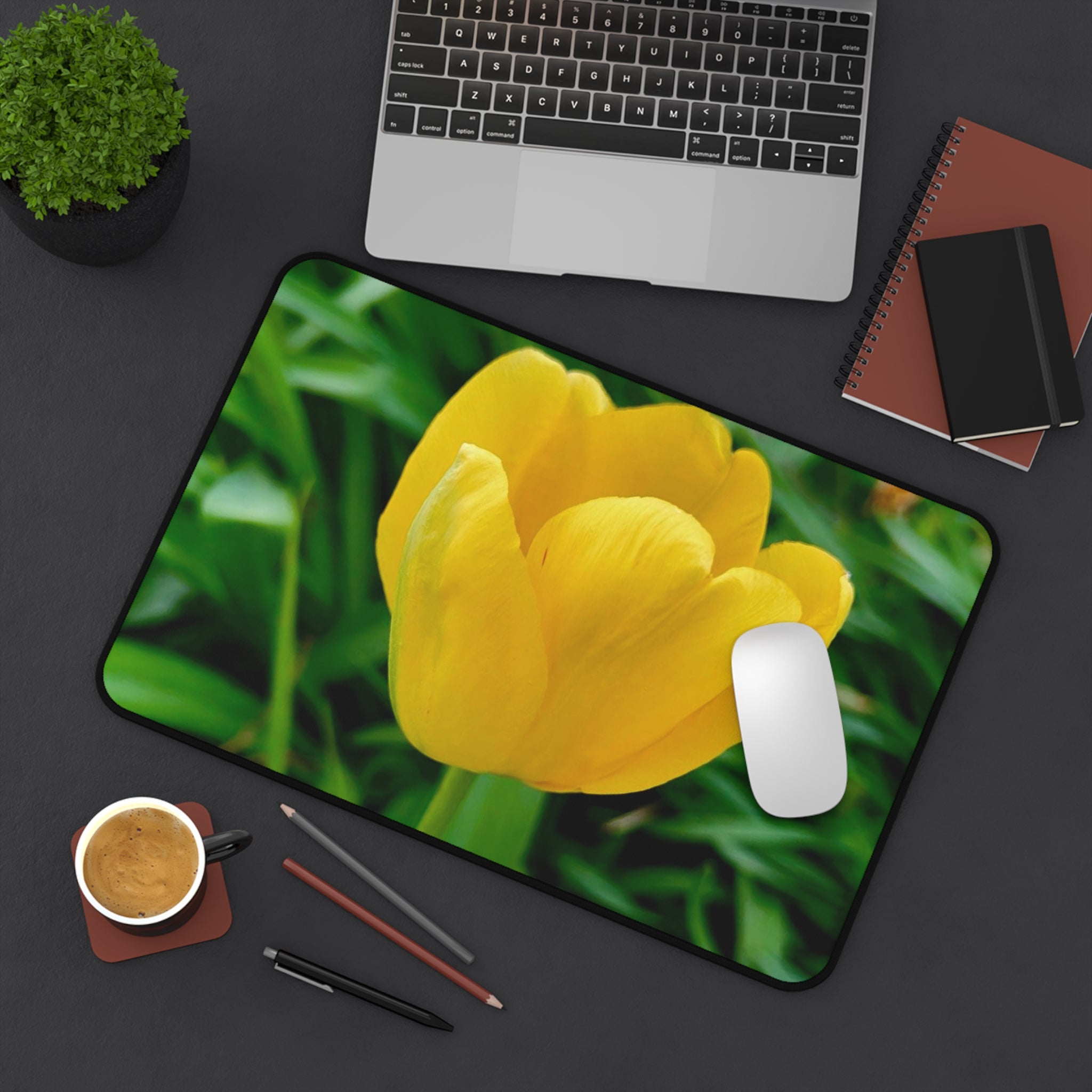 Yellow Tulip Desk Mat