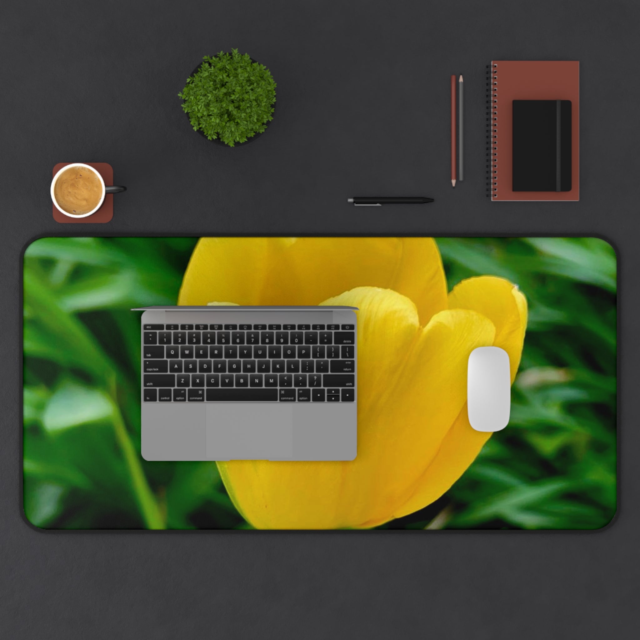 Yellow Tulip Desk Mat