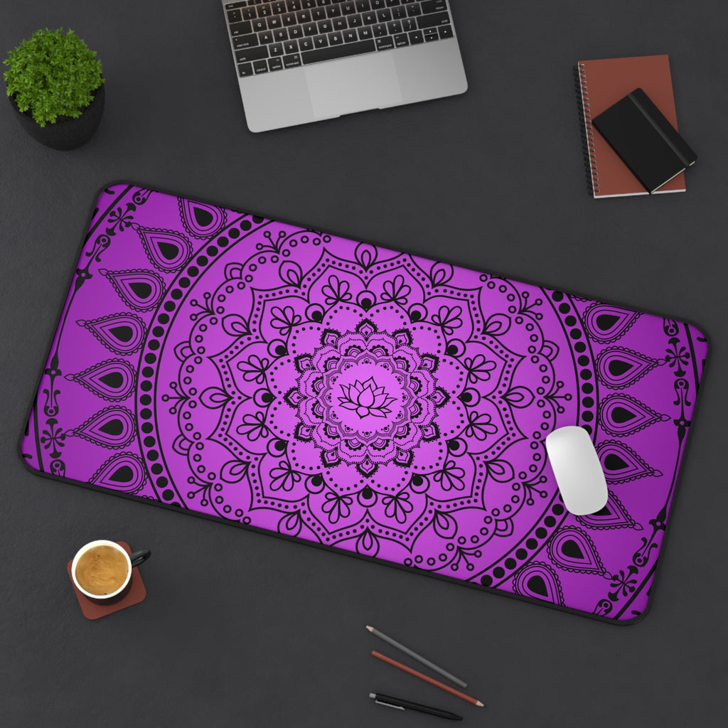 Purple Mandala Desk Mat — Boho Yoga Meditation Mouse Pad