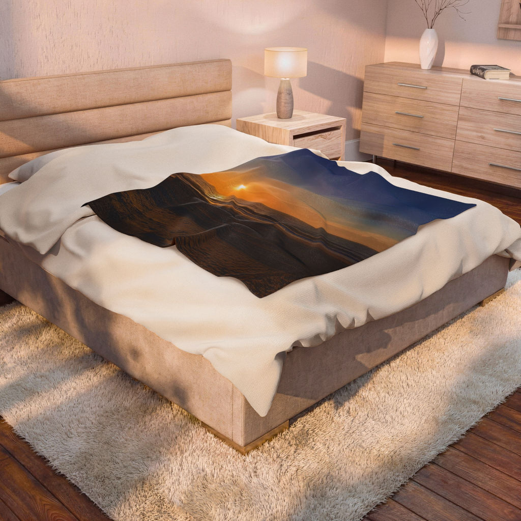 Orange Sunset Beach Throw Blanket