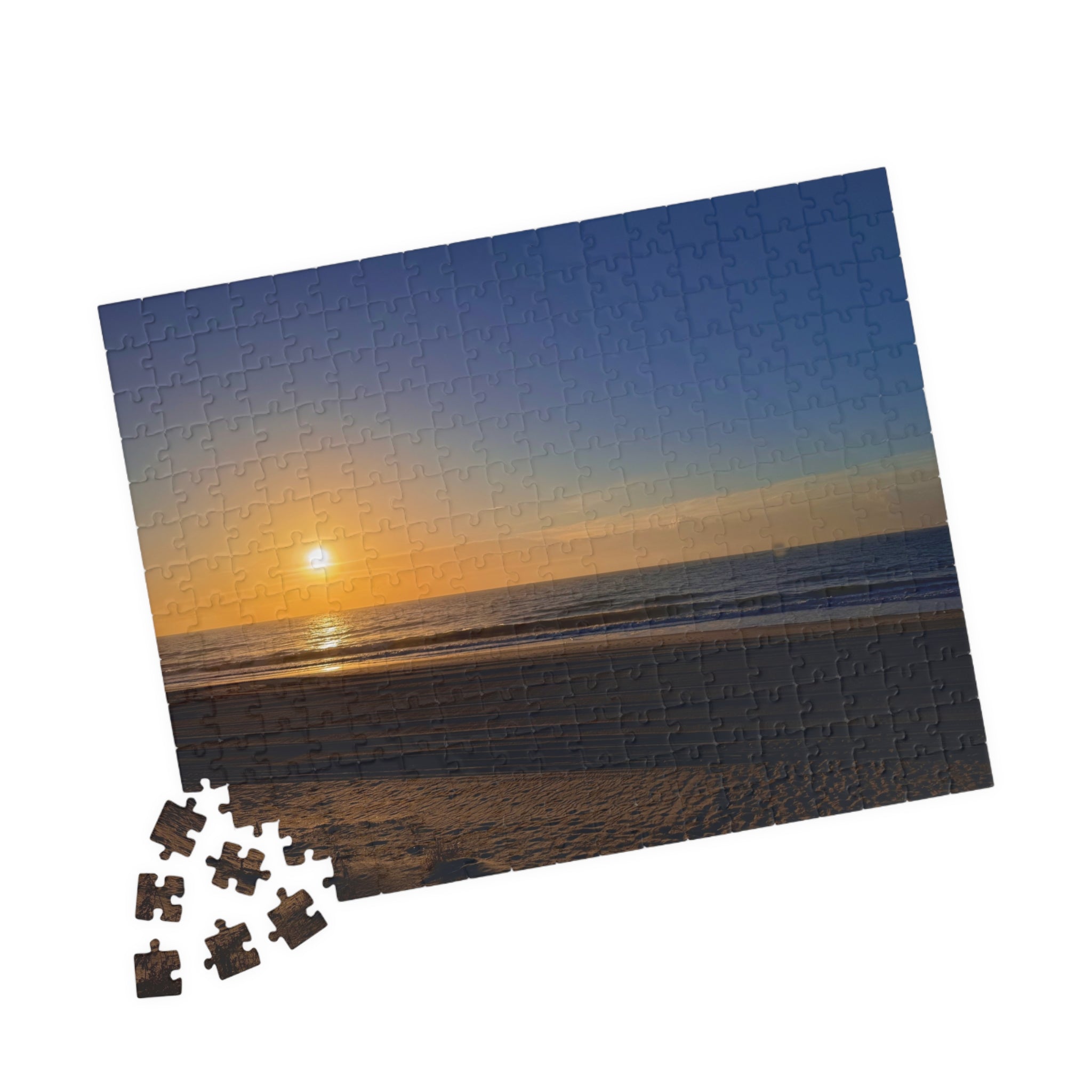 Orange Sunset Beach Jigsaw Puzzle