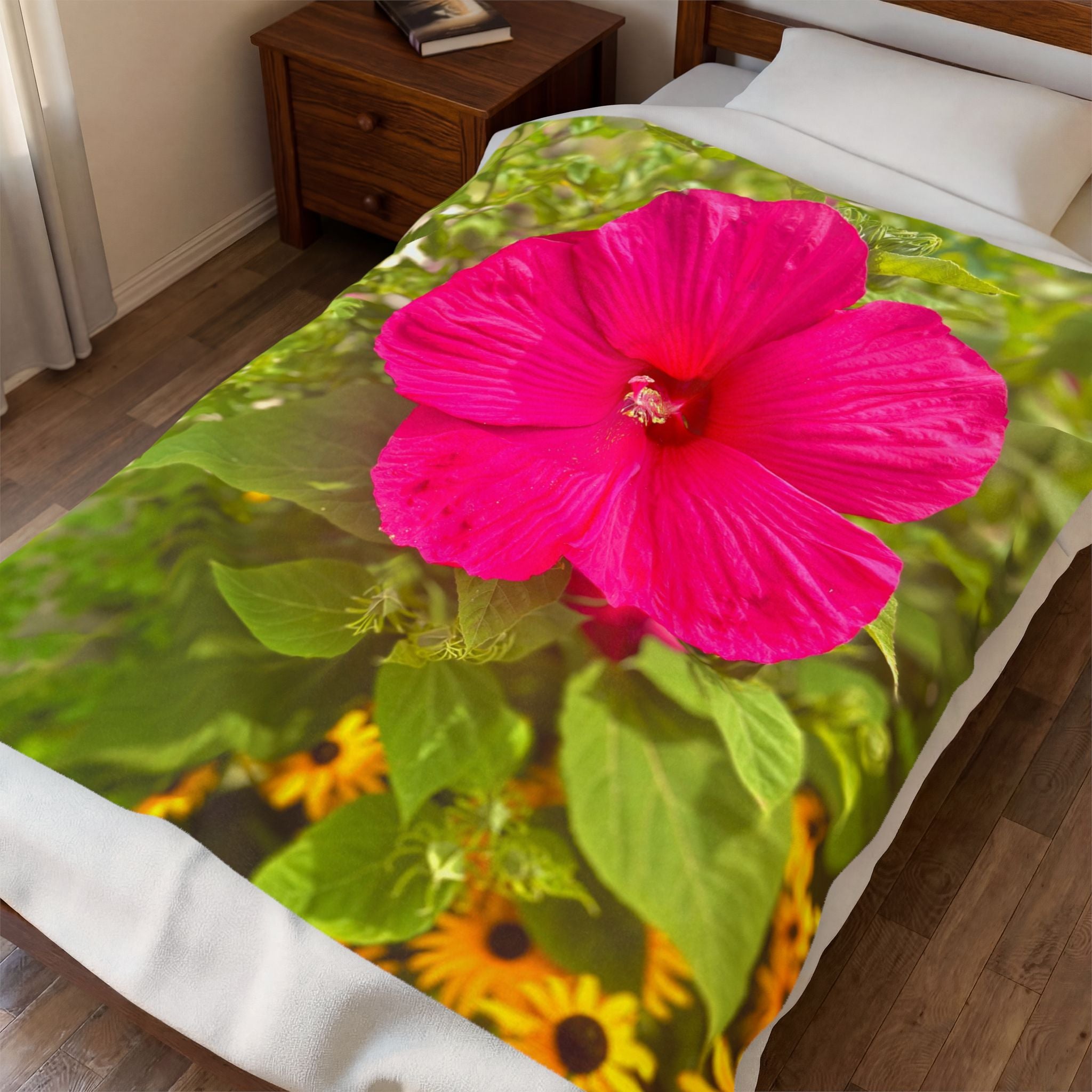 Hot Pink Hibiscus Throw Blanket