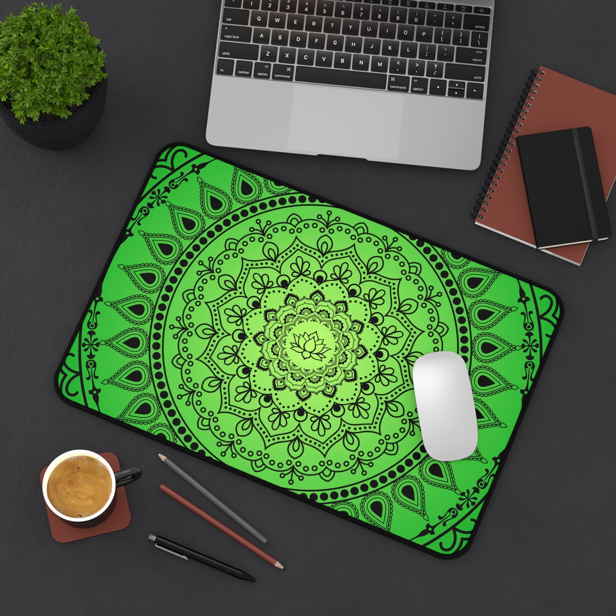Green Mandala Desk Mat