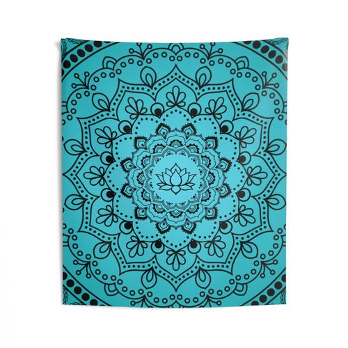 Blue Lotus Mandala Wall Tapestry