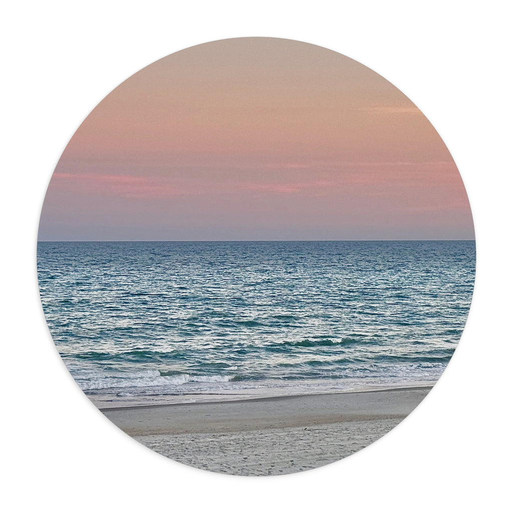Round Beach Sunset Mouse Pad – Coastal Desk Mat