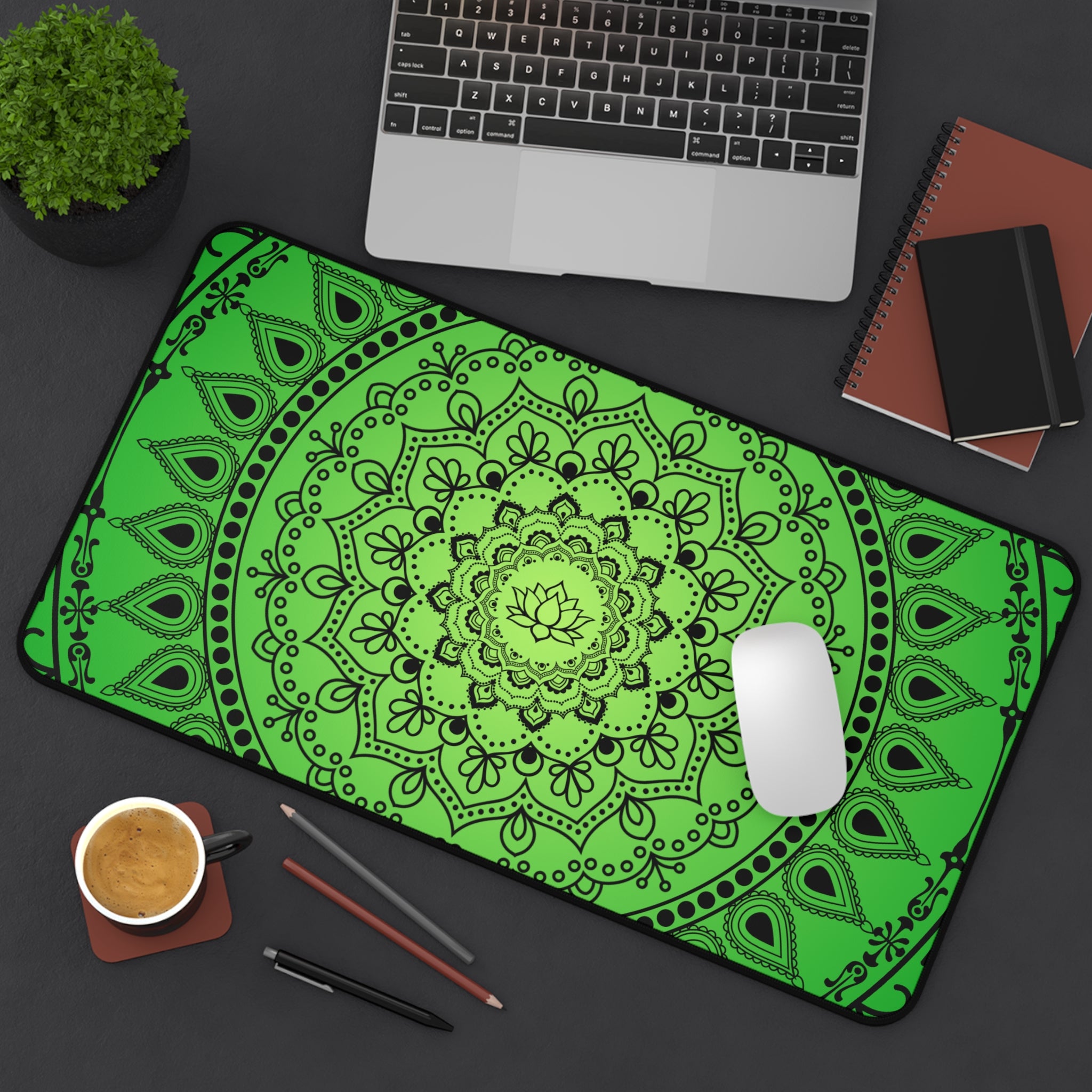 Green Mandala Desk Mat