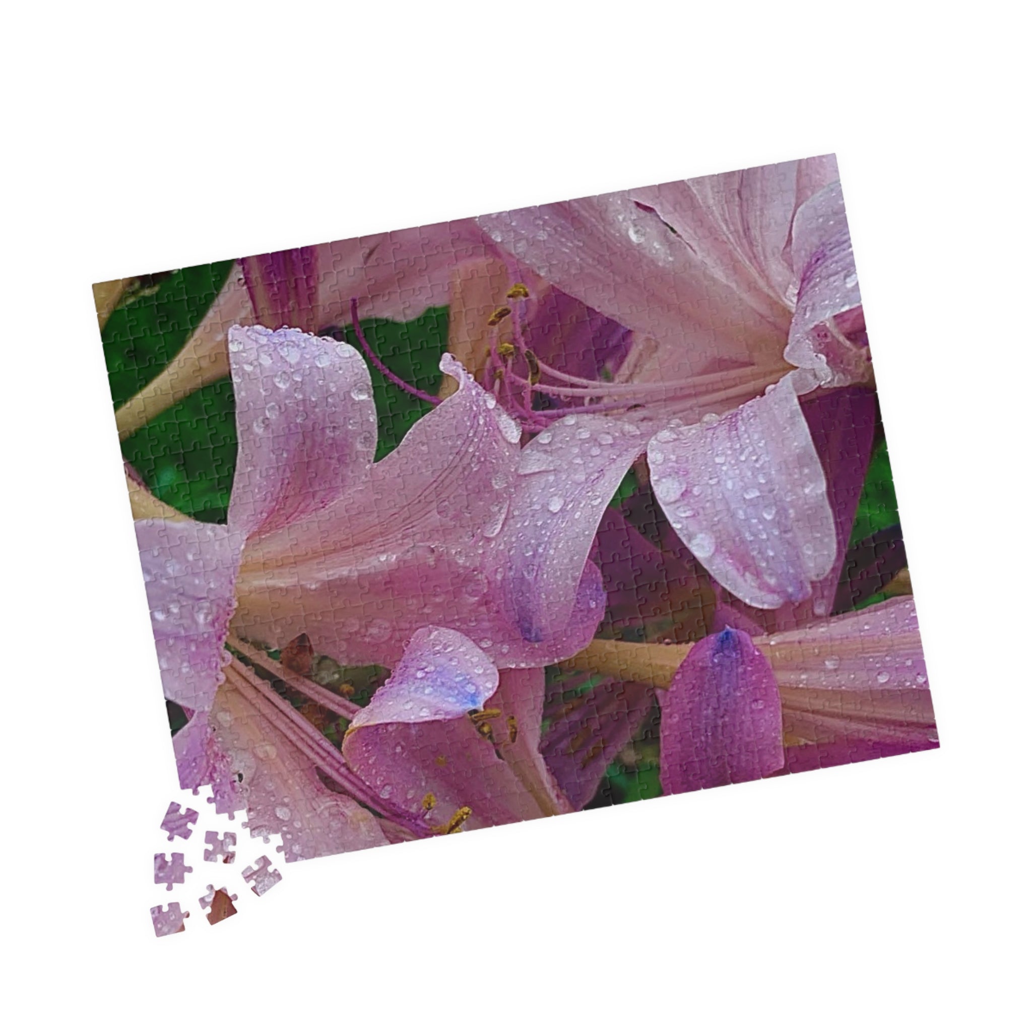 Rainy Pink Lilies Jigsaw Puzzle