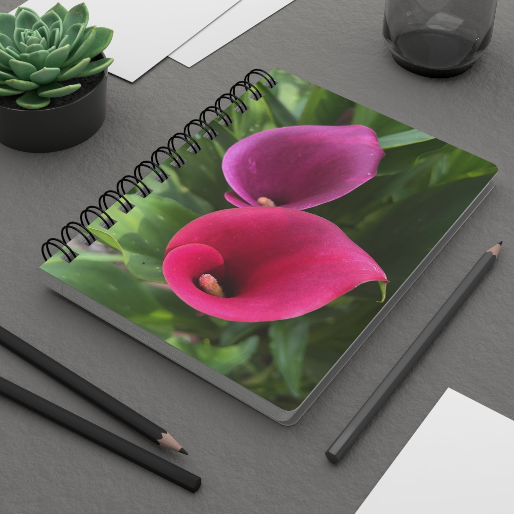 Two Pink Calla Lilies Spiral Notebook