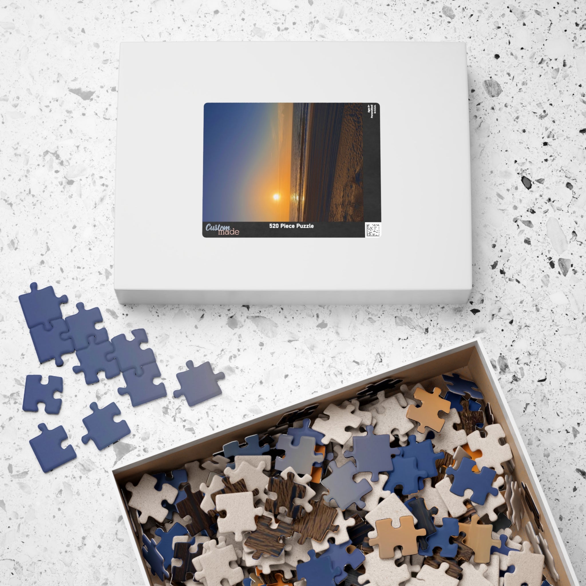 Orange Sunset Beach Jigsaw Puzzle