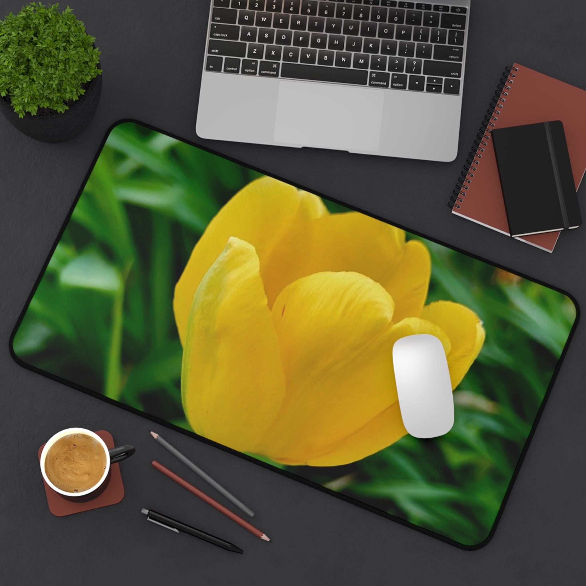 Yellow Tulip Desk Mat