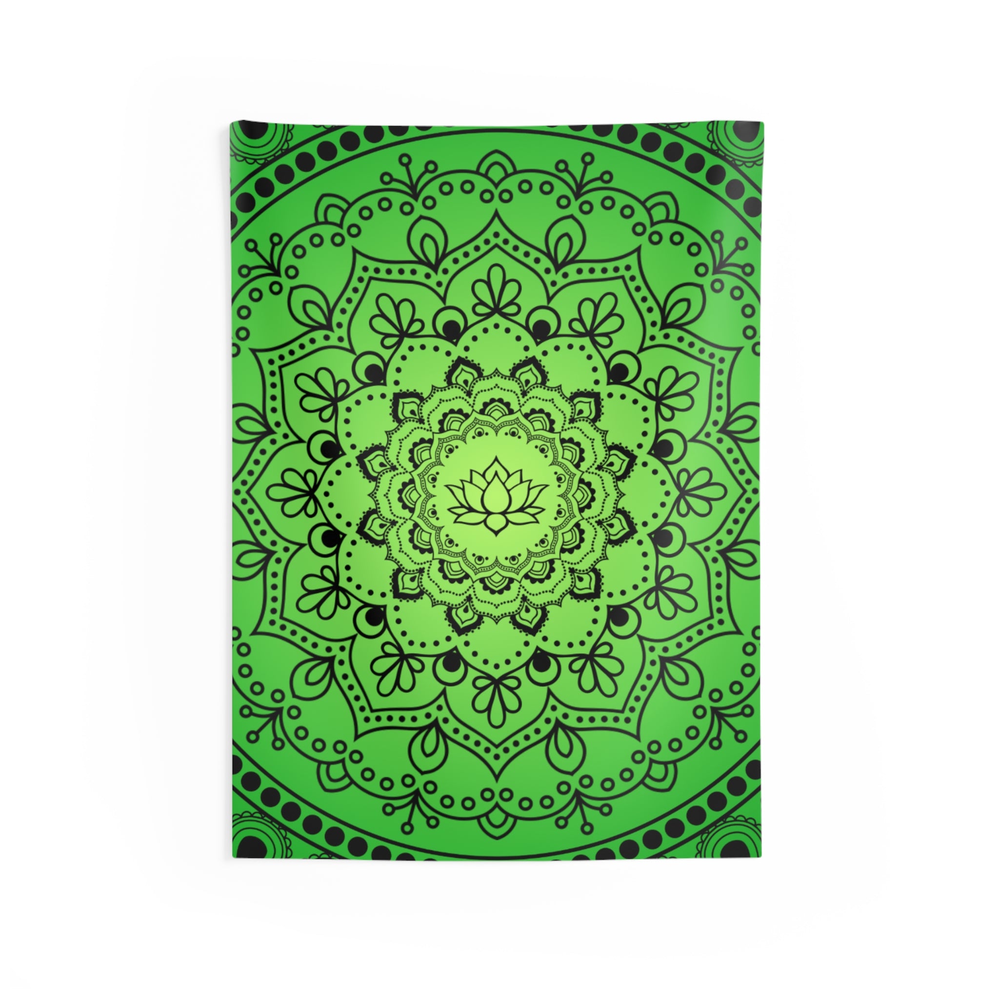 Green Lotus Mandala Wall Tapestry