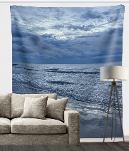 Cloudy Beach Wall Tapestry