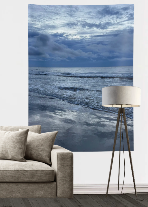 Cloudy Beach Wall Tapestry