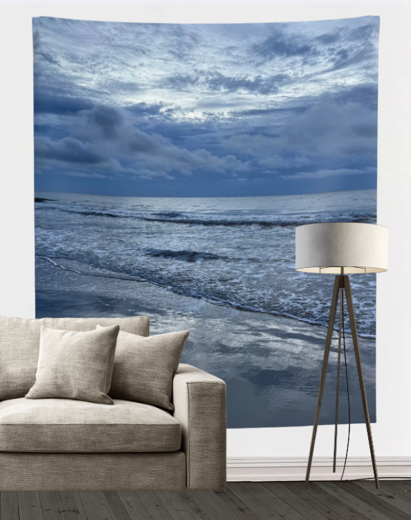 Cloudy Beach Wall Tapestry