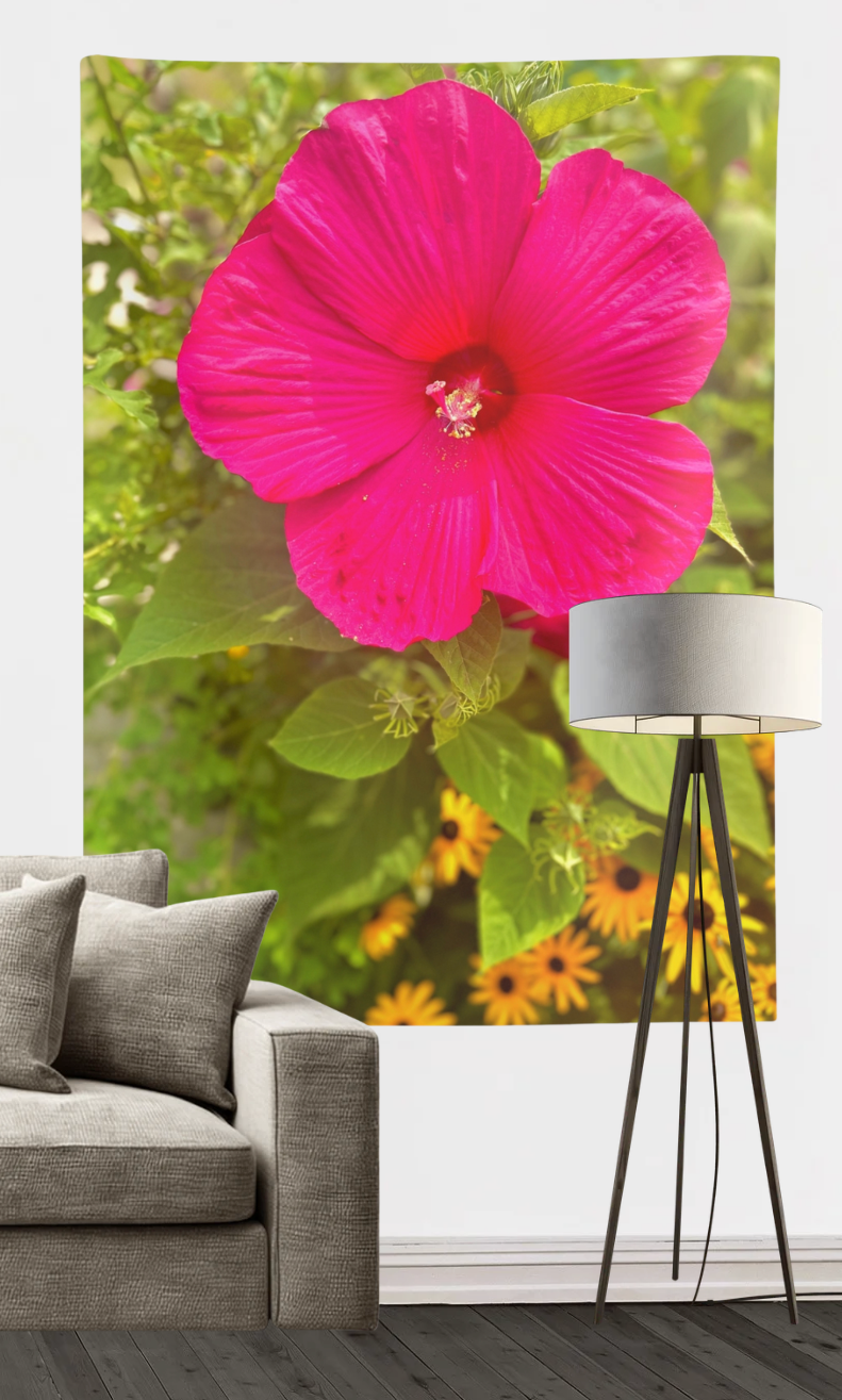 Hot Pink Hibiscus Wall Tapestries