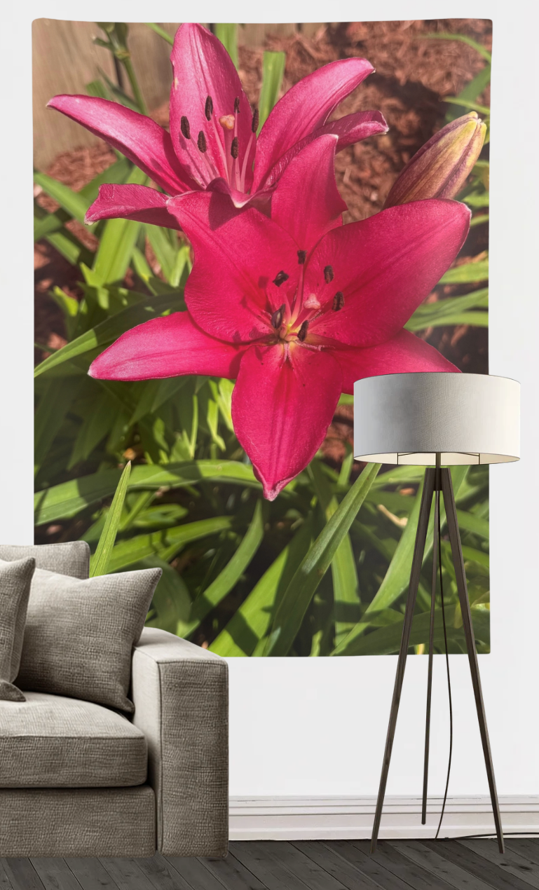 Pink Asiatic Lily Wall Tapestry