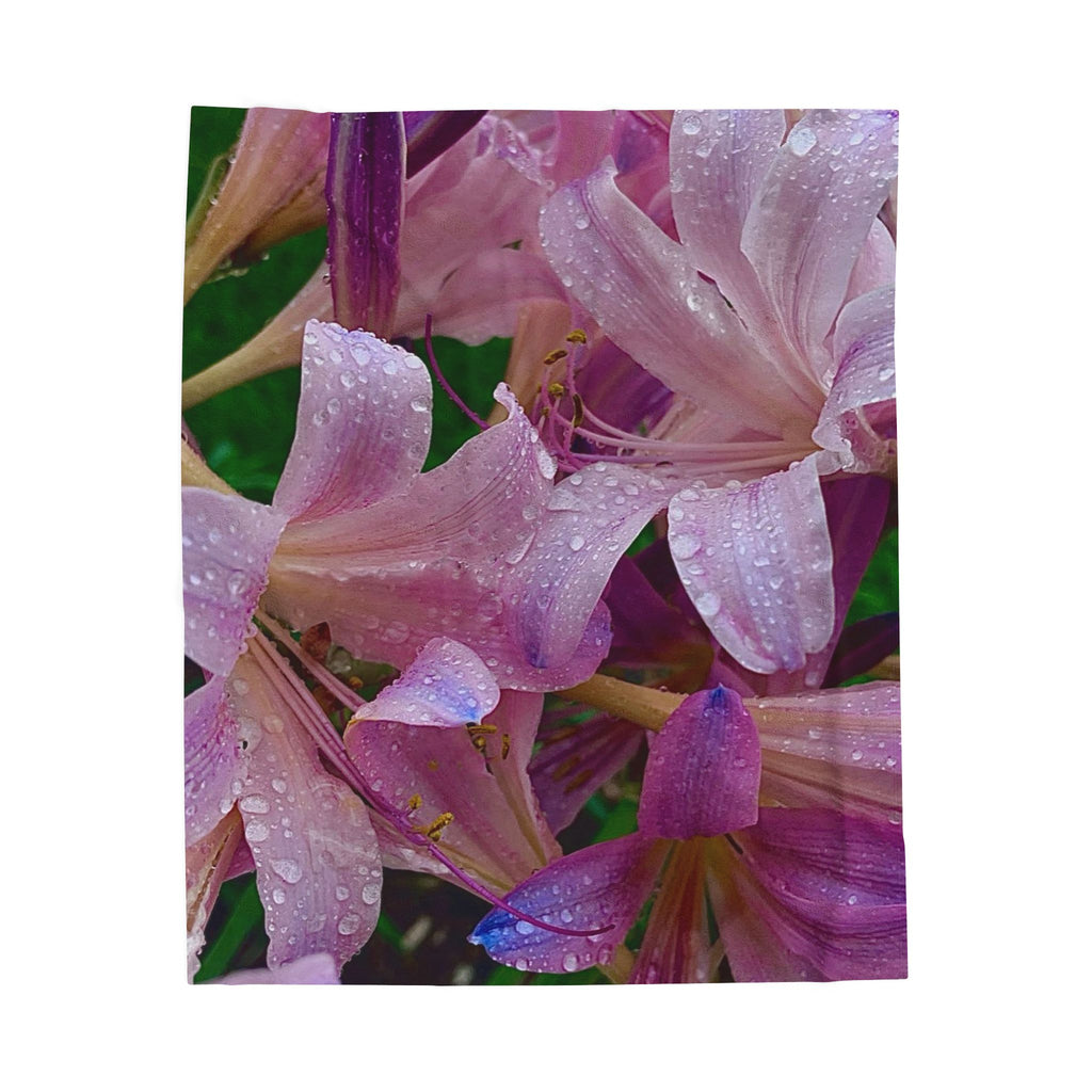 Rainy Pink Lilies Throw Blanket