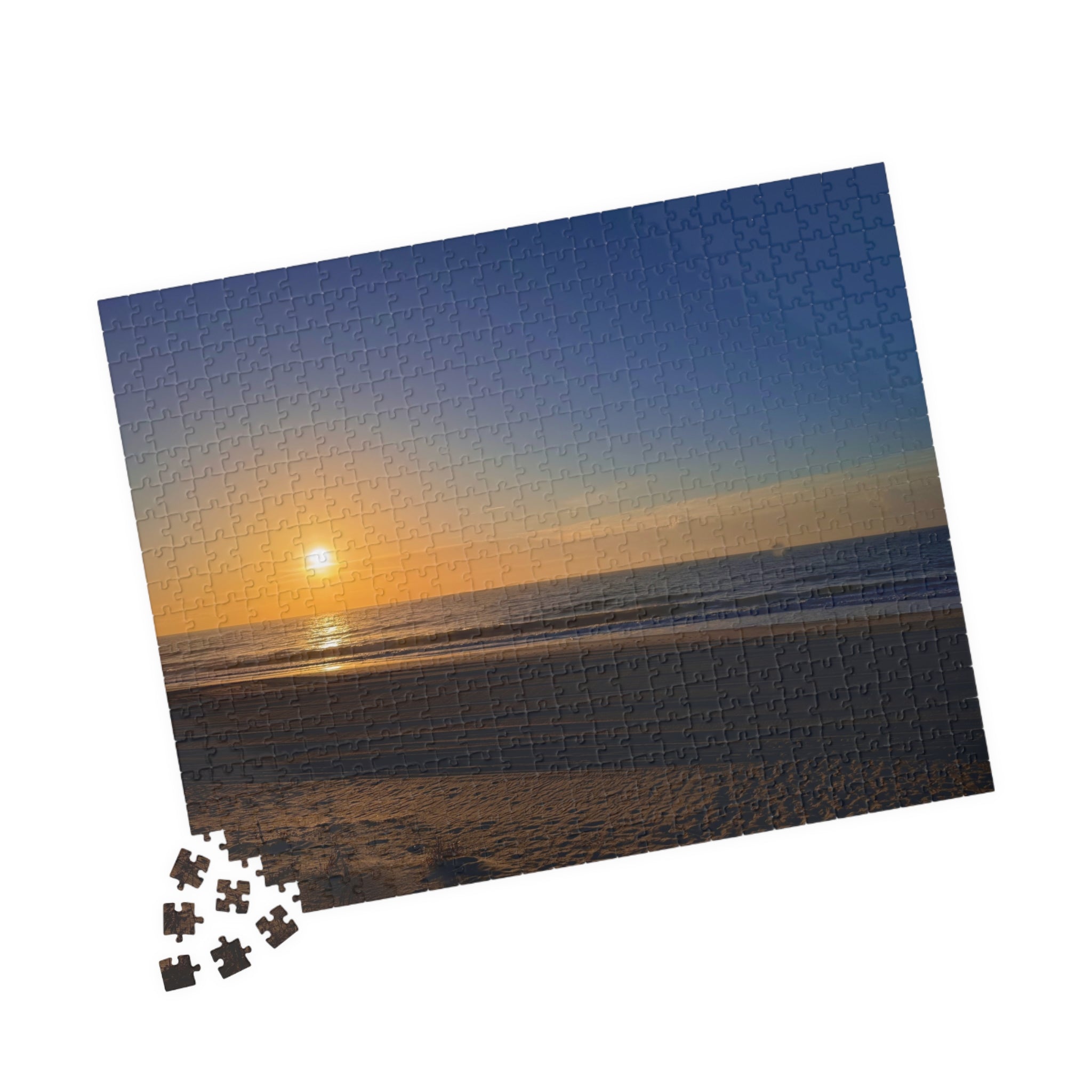 Orange Sunset Beach Jigsaw Puzzle