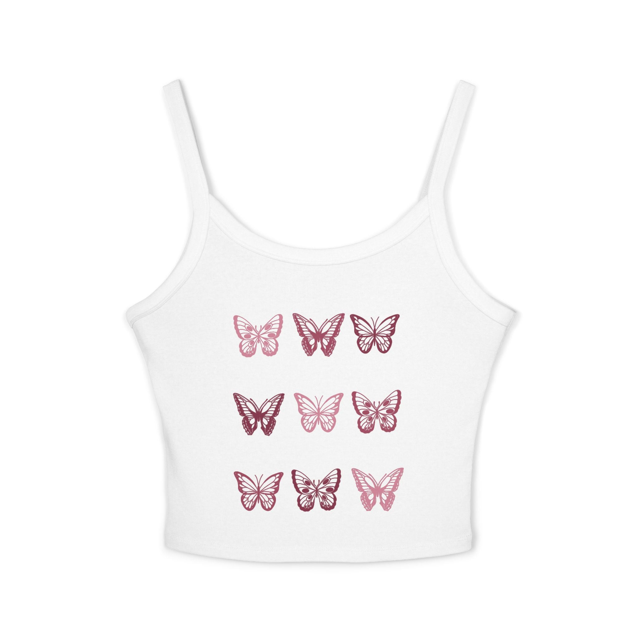 Butterfly Grid Spaghetti Strap Tank Top