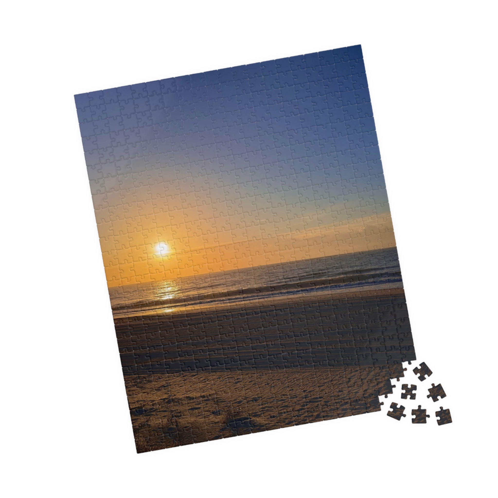 Orange Sunset Beach Jigsaw Puzzle