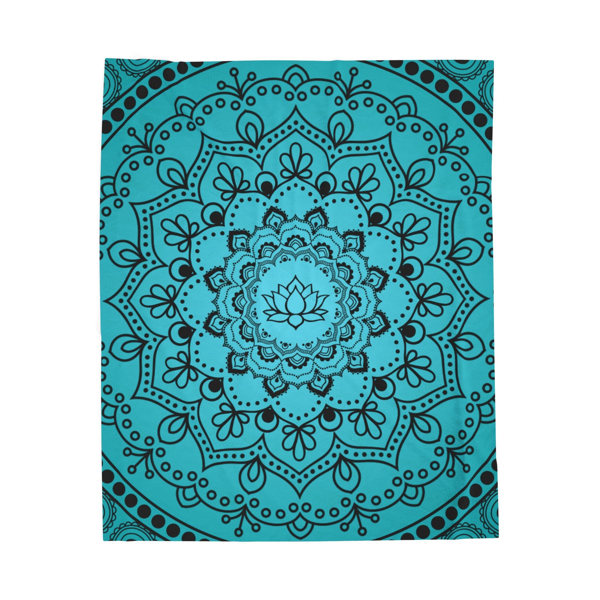 Blue Lotus Mandala Throw Blanket