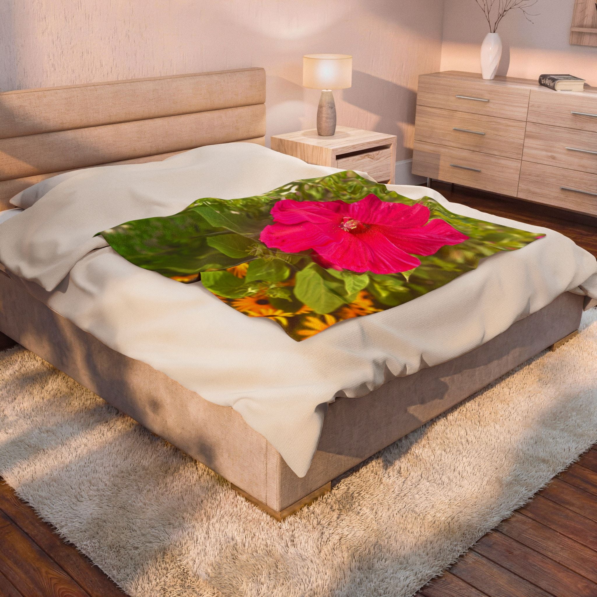 Hot Pink Hibiscus Throw Blanket