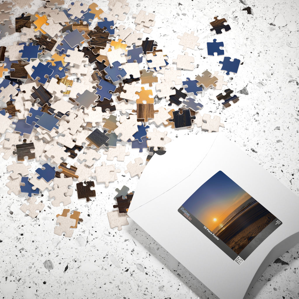 Orange Sunset Beach Jigsaw Puzzle