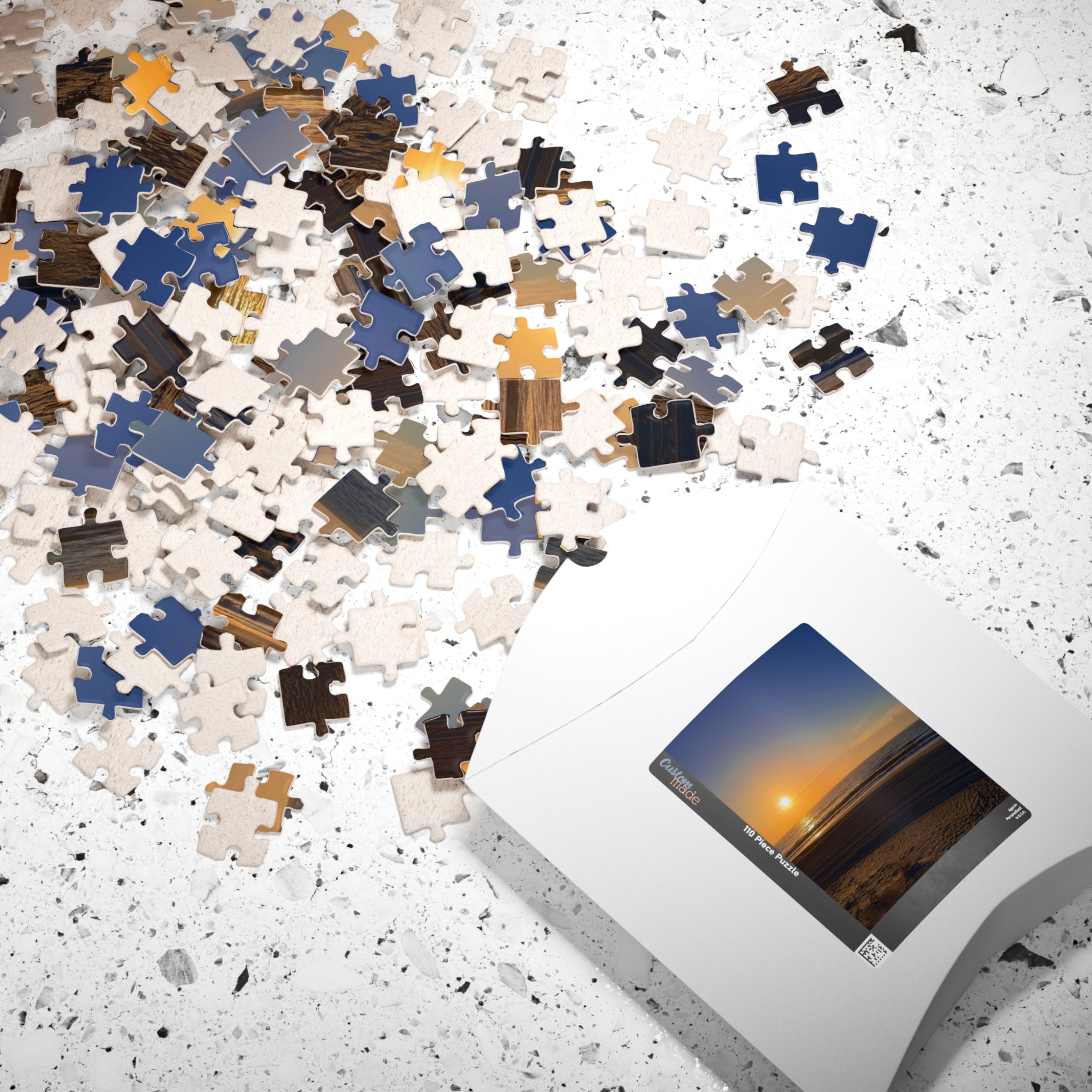 Orange Sunset Beach Jigsaw Puzzle