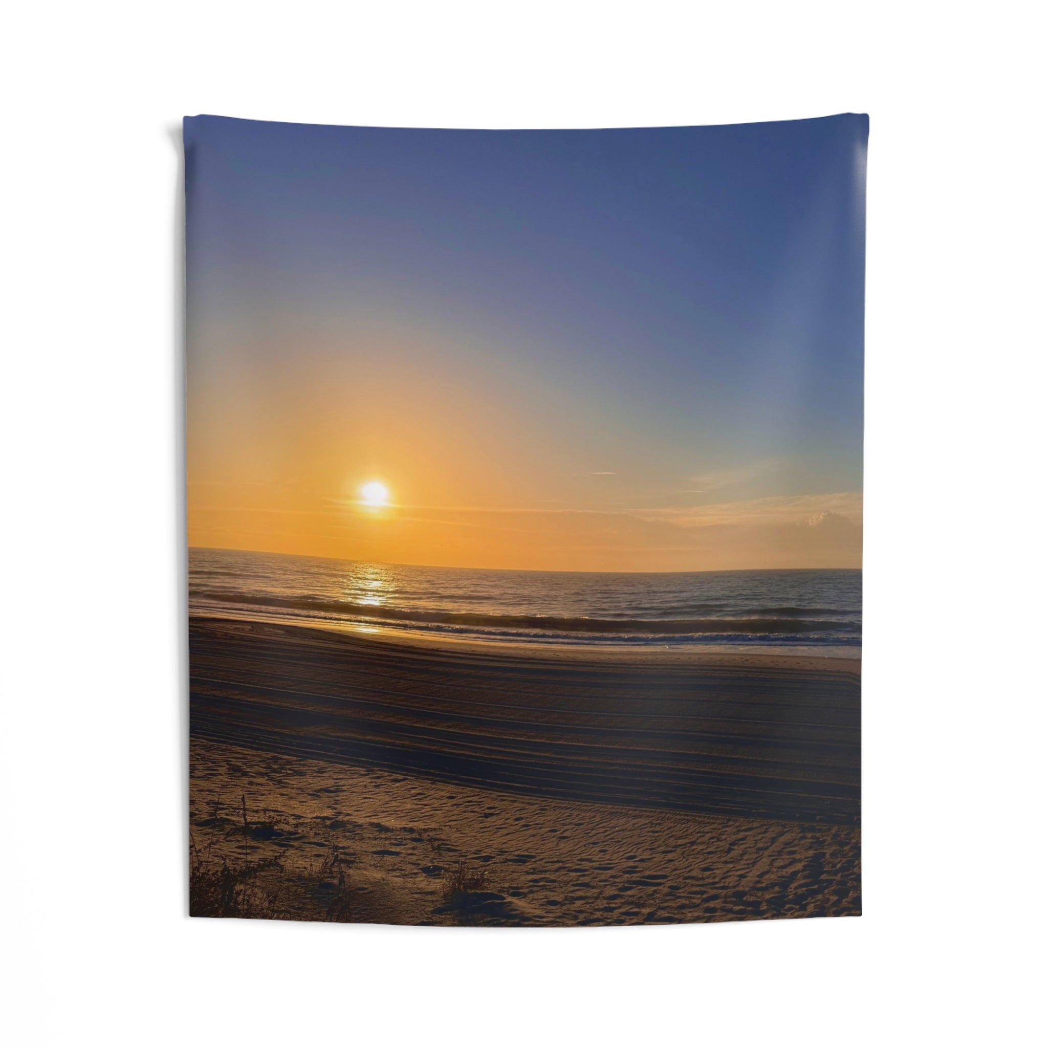 Orange Sunset Beach Wall Tapestry