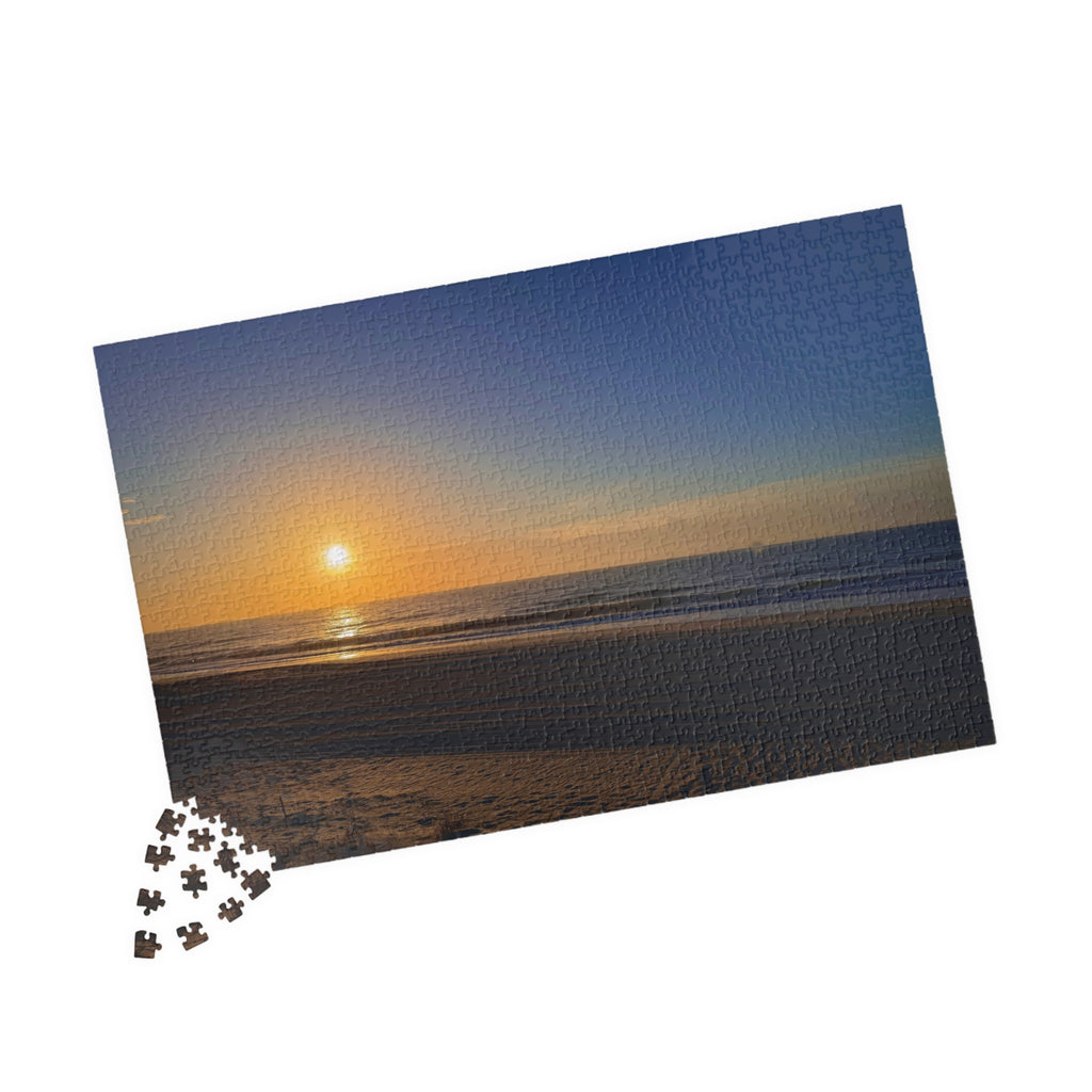 Orange Sunset Beach Jigsaw Puzzle