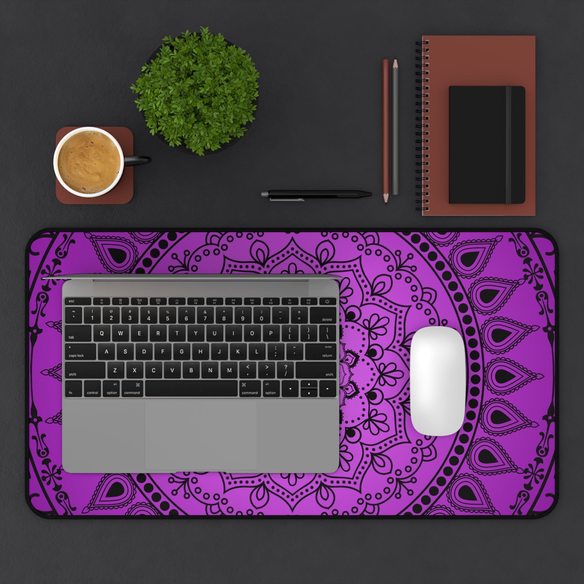 Purple Mandala Desk Mat — Boho Yoga Meditation Mouse Pad