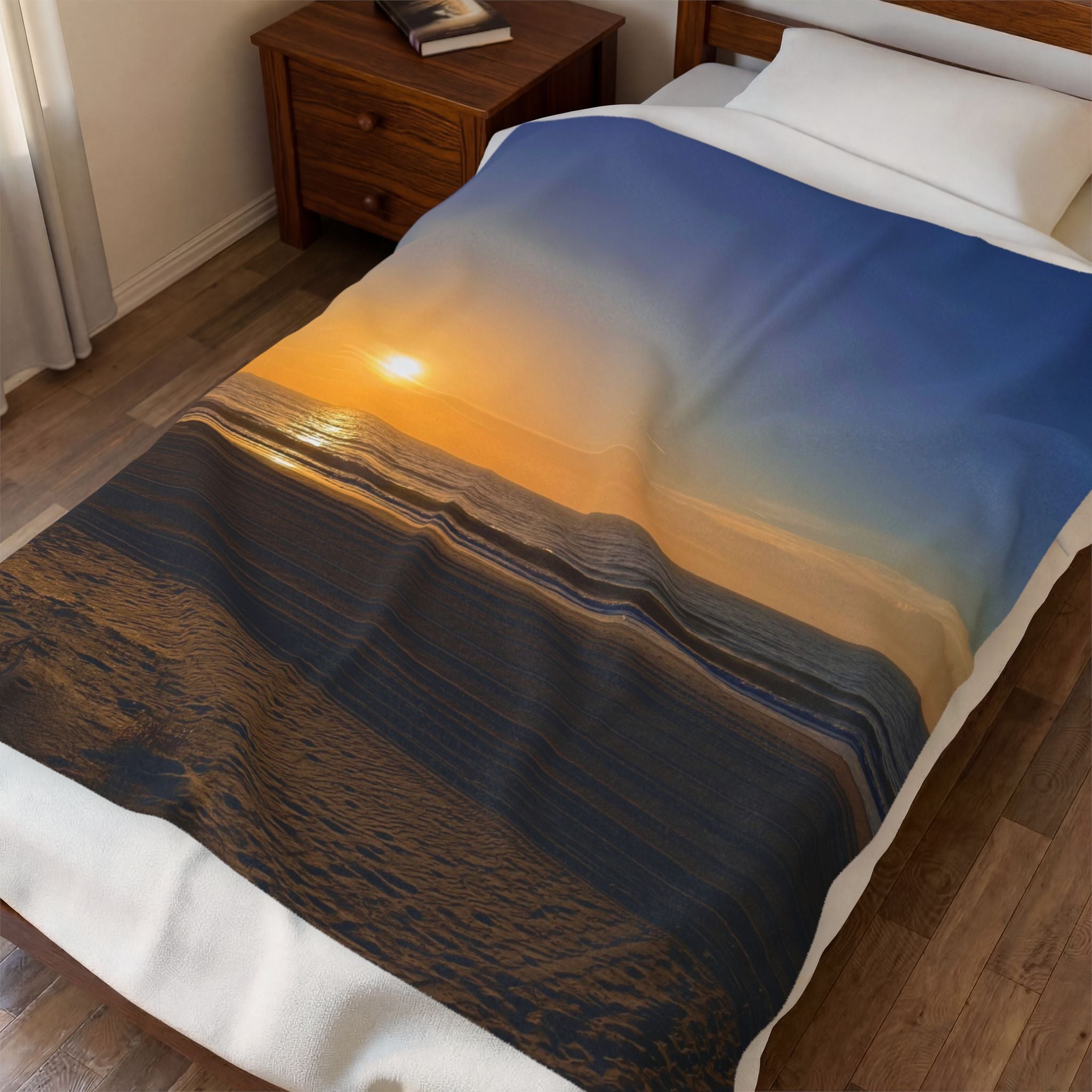 Orange Sunset Beach Throw Blanket