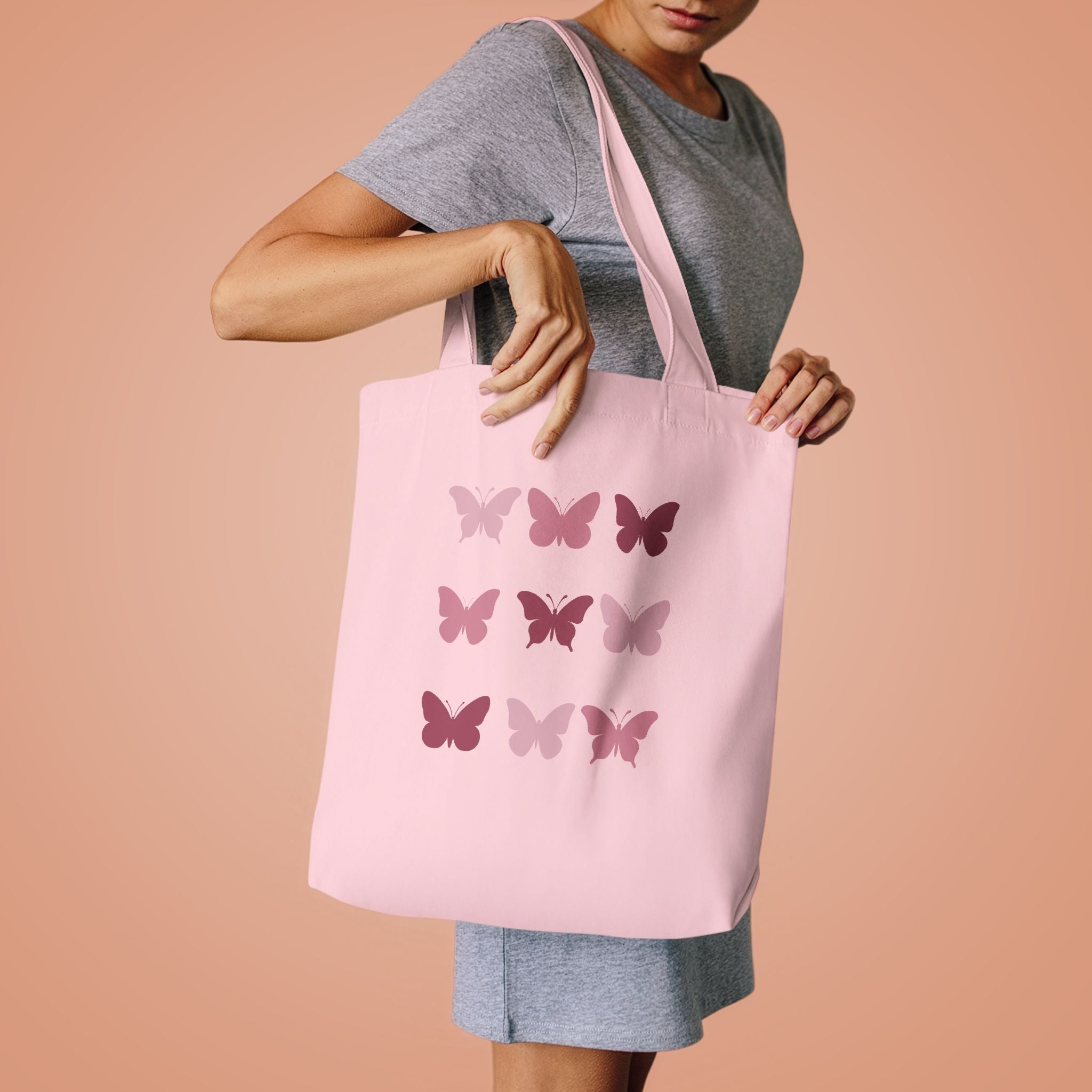 Solid Butterfly Grid Tote Bag