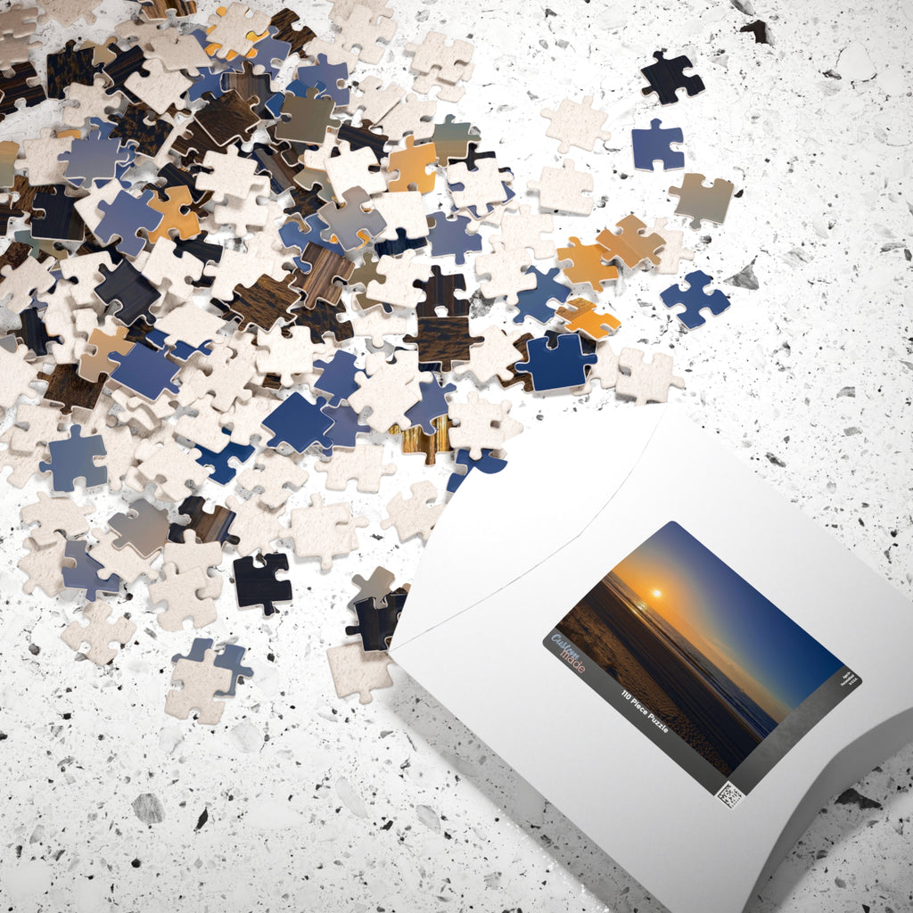 Orange Sunset Beach Jigsaw Puzzle