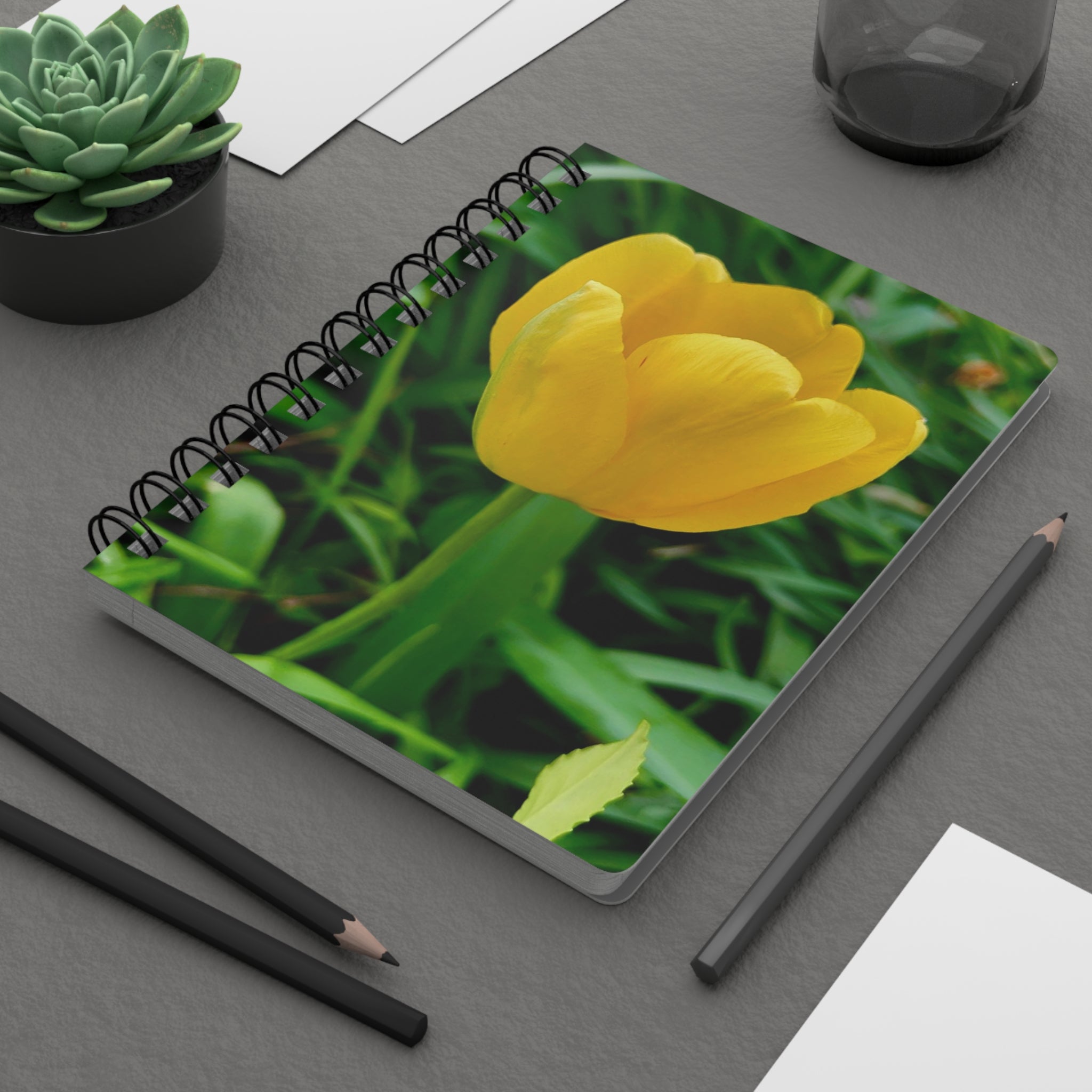 Yellow Tulip Spiral Journal