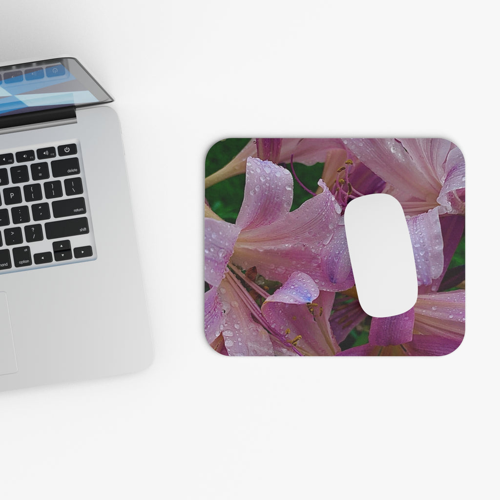 Rainy Pink Lily Mouse Pad
