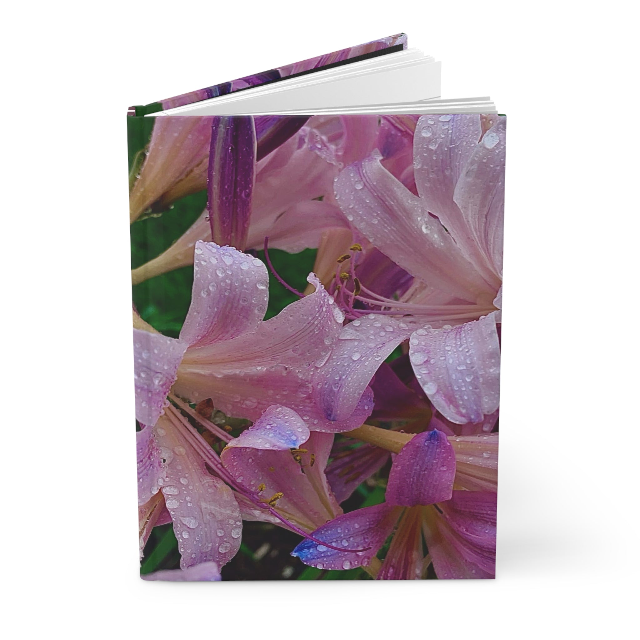 Rainy Pink Lilies Hardcover Journal