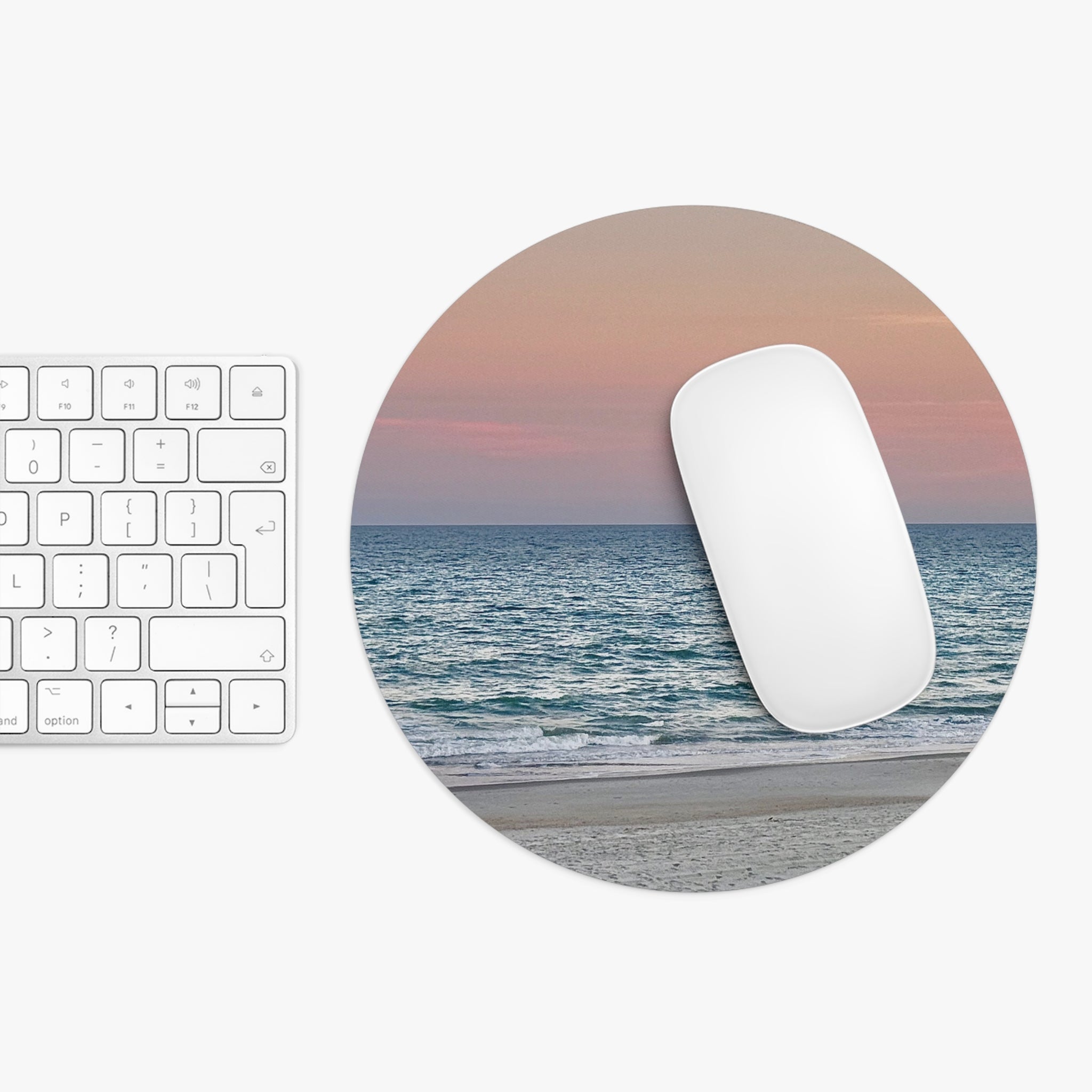 Round Beach Sunset Mouse Pad – Coastal Desk Mat