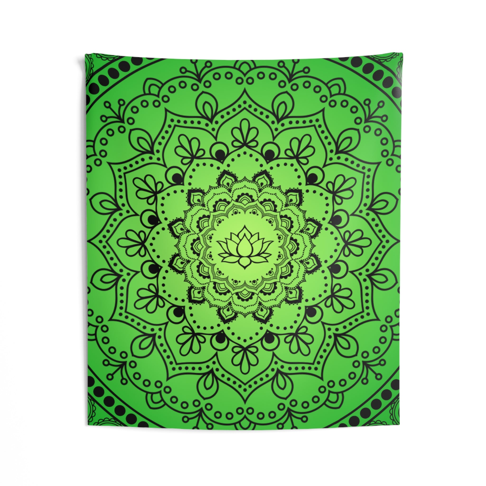 Green Lotus Mandala Wall Tapestry