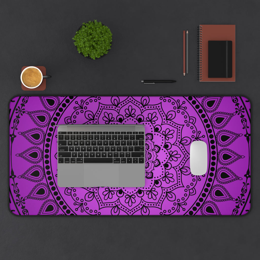 Purple Mandala Desk Mat — Boho Yoga Meditation Mouse Pad