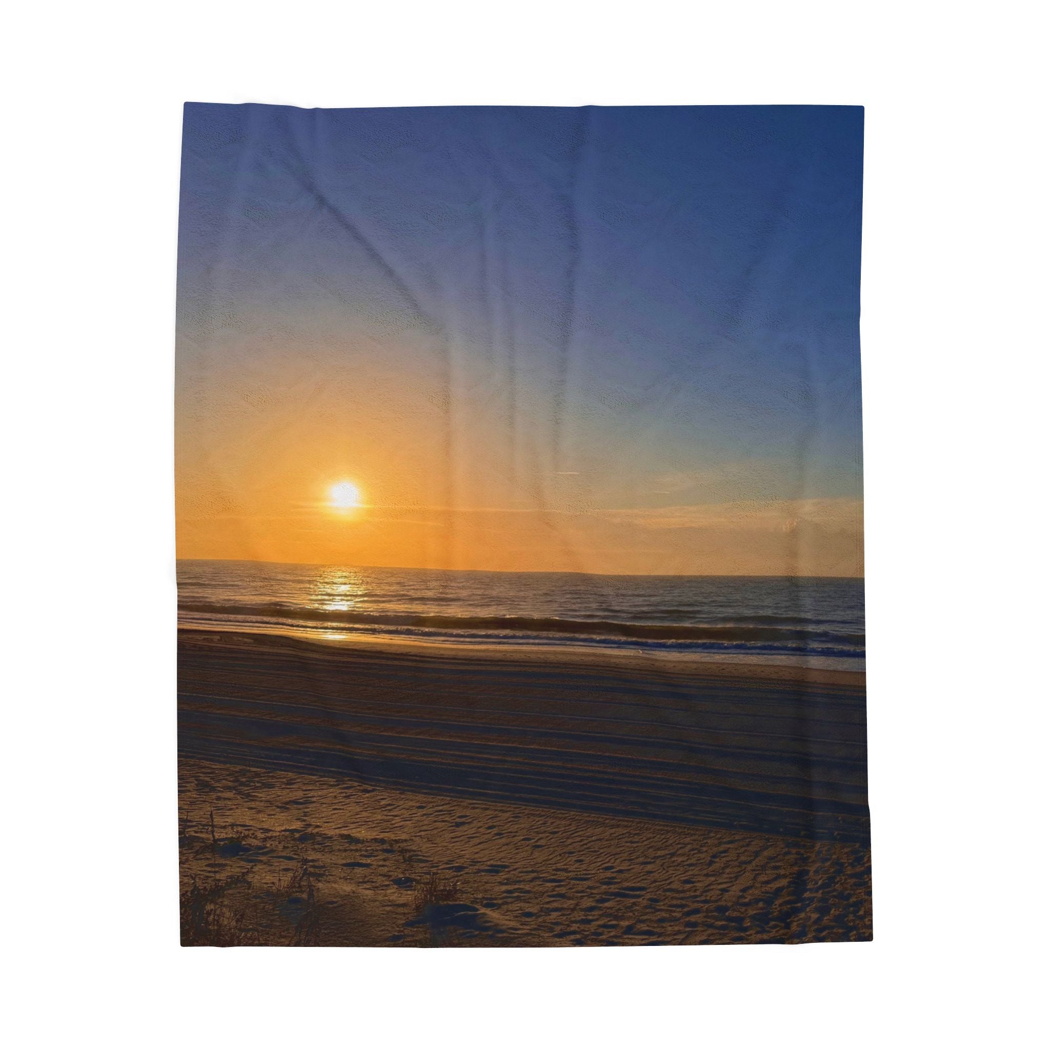 Orange Sunset Beach Throw Blanket